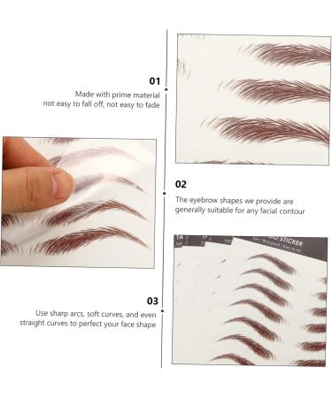 Didiseaon 4 sheets Hair-like False Brow Imitation Waterproof Fake Sticker Temporary Tattoos Eyebrows D 21x14.8cm Brown - Buy Online on GoSupps.com
