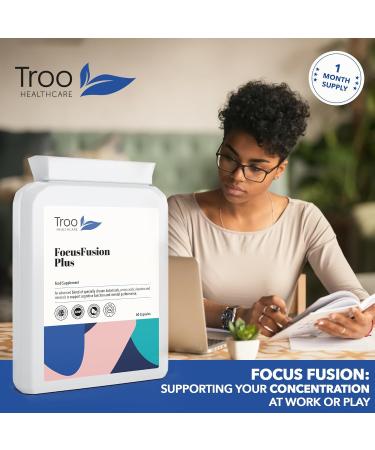FocusFusion Plus 60 Capsules - Daily Cognitive Function Supplement to Support Concentration & Focus - Gingko Biloba Bacopa Monnieri & Other Essential Brain Nutrients - Buy Online on GoSupps.com