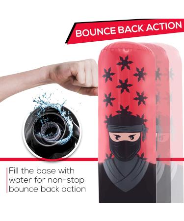 Whoobli Ninja Inflatable Kids Punching Bag - Bounce-Back Bop Bag for Boxing & Karate | Anger Management Toy for Ages 3-7 | Red, New 2022 - Buy Online on GoSupps.com