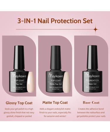 Maykawe Gel Nail Polish Set with 48W Nail Lamp - 6 Nude, Gray, Pink, Purple Colors - Base Top Coat, Manicure Tools - Shellac Nail Art Kit for Beginners - Home Salon Starter Kit - Buy Online on GoSupps.com