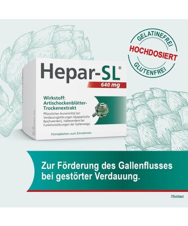 Hepar-SL 640 mg: Relief from Digestive Complaints | High-Dose Artichoke Extract | 20 Film-Coated Tablets for Flatulence & Fullness | For Ages 12+ - Buy Online on GoSupps.com