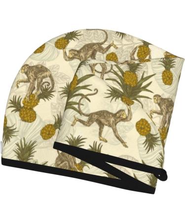 Shop Hair Towel Wrap & Turban for Quick Drying - Monkey & Pineapple Design - Buy Online on GoSupps.com
