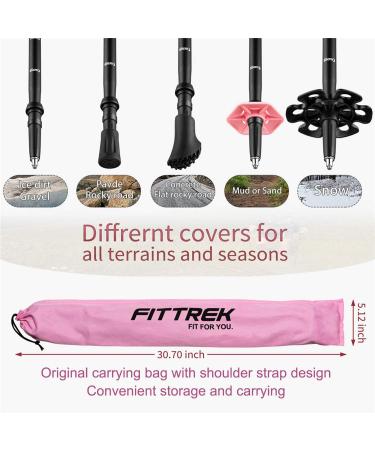 FitTrek Children's Hiking Sticks - Adjustable Telescopic Trekking & Walking Sticks - Pink Nordic Walking Poles with Rubber Buffer & Carry Bag - Buy Online on GoSupps.com