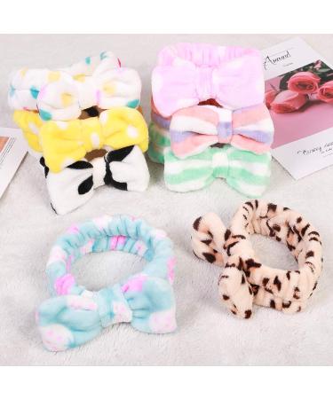 8 Pack Coral Fleece Spa Headband Set for Women - Makeup & Facial Hair Band with Bow, Terry Cloth Headbands for Shower and Face Washing - Buy Online on GoSupps.com