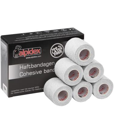Alpidex 6 rolls adhesive bandage 5 cm x 4.5 m self -adhesive association PET bandages fixing band sport vet wrap tape self -adhering color: white