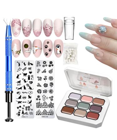 Solid Nail Gel | Gradient Sponge Kit for Nail Polish Artistic Gradient Manicure with Sponges and Metal Clip for Women and Girls Adults at Home