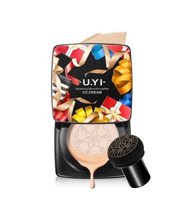 Air Cushion BB Cream Mushroom Head Foundation Liquid Foundation Bright Makeup Base Long Lasting with Mushroom Makeup Sponge for Oily Skin Hides Face Pores Lvory