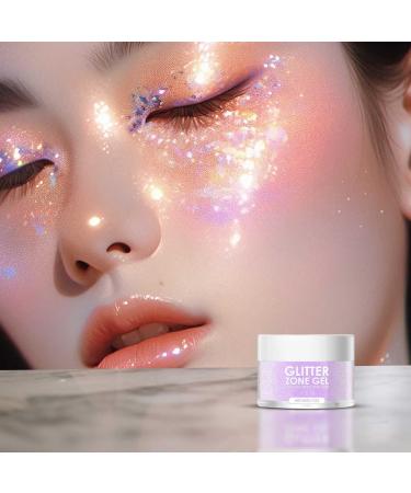 Rubu22a Body Glitter Set of 4 holographic glitter gels for body face hair and lips - Light-changing glitter (4)