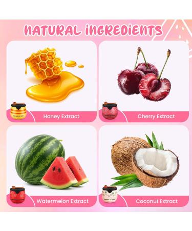 TEIHWAL 4PCS Bee Lip Balm Honey Pot Cherry Watermelon Coconut Honey Lip Balm Moisturizing Sleeping Lip Mask Overnight Prevention Dry and Cracked Lips - Buy Online on GoSupps.com