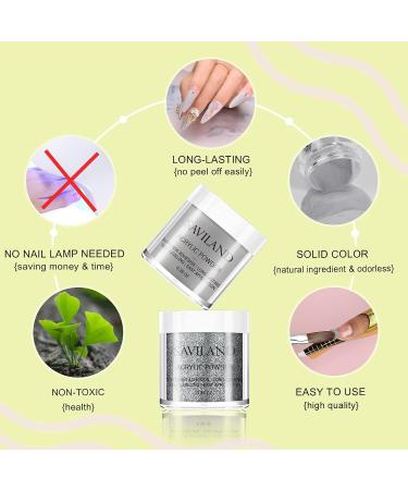 Saviland Gray Series Acrylic Powder Kit - Professional 10 Color Acrylic Nail Set for Polymer Nail Art Extension - No Lamp Required - Buy Online on GoSupps.com