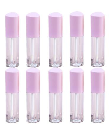 Dazai 10 pieces of empty lip gloss tubes refillable lip balm bottles with heart-shaped pink cap and brush tip applicator plastic lipstick lip glaze test flower 5 ml