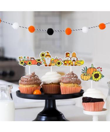 Fall Harvest Festival Party Cake Toppers 18-PC Set - Perfect for Fall Harvest Party Sunflower Pumpkin and Gnome Decorations - SugarGera 04 - Buy Online on GoSupps.com