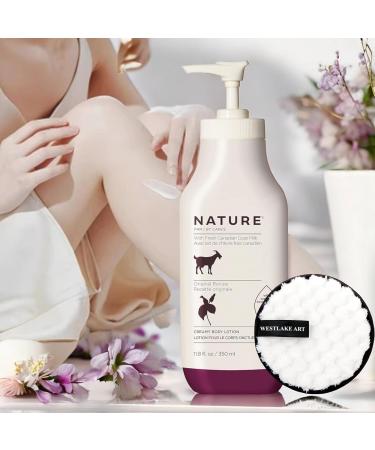 Goat Milk Lotion Bundled With Reusable Makeup Pad - Creamy Body Moisturizer With Fresh Canadian Goat Milk Vitamins A B3 Potassium Zinc Selenium Gentle Skin Pack Of 2