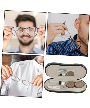 Nolitoy 2-in-1 Travel Glasses & Contact Lens Case | PU Leather Compact Size with Mirror - Perfect for International Shipping - Buy Online on GoSupps.com