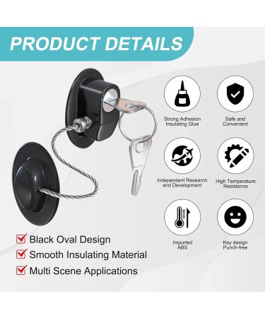 3Pcs Strong Adhesive Fridge Lock with Keys Internal Multi Strand Steel Winding Safety Freezer Locks Set for Child and Baby Security for Refrigerator Kitchen Cabinet Drawer Cupboard Door Cabinets and Window (Black Oval) Black Oval - Buy Online on GoSupps.com