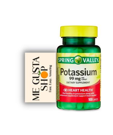 Spring Valley Potassium Caplets Dietary Supplement 99 mg 100 Count (Pack of 01) Total 100 + Me Gustas Sticker
