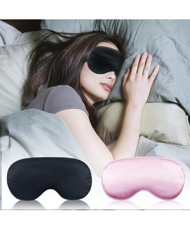 Audamp Sleep Mask Eye Mask Set - Adjustable Silk Soft & Skin-Friendly 2 Pack (Pink & Black) for Ultimate Comfort - Best for Travel & Sleep - Buy Online on GoSupps.com