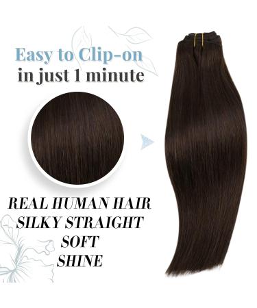 Runature Clip In Hair Extensions - 100% Remy Human Hair Darkest Brown Smooth & Straight 120g 18 Inch (45cm) - 7Pcs #2 - Buy Online on GoSupps.com