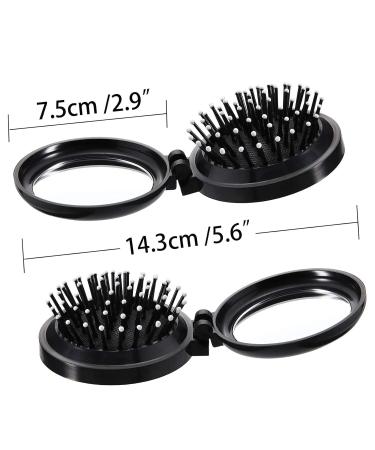 Mini Hairbrush Set - 3 Foldable Brushes with Mirror | Travel Hairbrush & Round Massage Comb (Black Silver Purple) - Perfect for Handbags - Buy Online on GoSupps.com