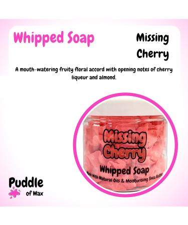 Missing Cherry Whipped Soap Body Wash - 150g - Natural Oils and Butters - Perfume Scent - Vegan Friendly - Puddle of Wax - Made in the UK - Buy Online on GoSupps.com