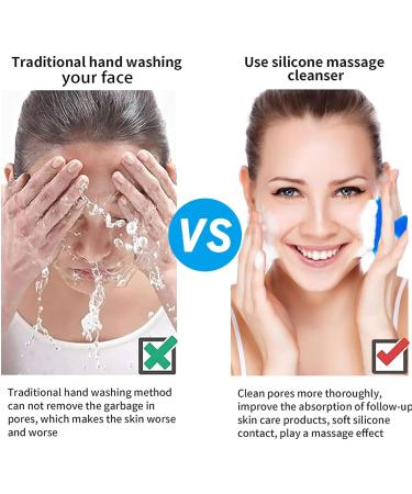 Silicone Face Scrubber Facial Cleansing Brush Silicone Face Wash Brush Manual Waterproof Cleansing Skin Care Face Brushes for Cleansing and Exfoliating (Blue) - Buy Online on GoSupps.com