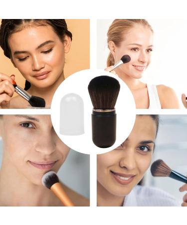 Retractable Powder Brush Portable Makeup Brush Retractable Compact Portable Makeup Travel Blush Lid-Included Soft Bristles for Powder black - Buy Online on GoSupps.com