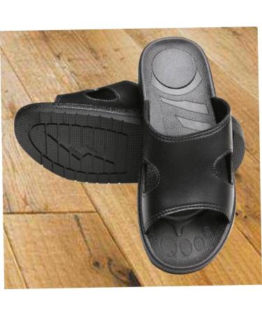 Veemoon Black Leather Slides - Anti-static Couple Slippers and Work Shoes - Buy Online on GoSupps.com