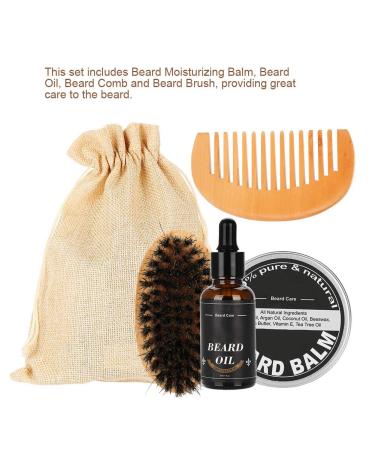 Beard Care Kit for Men - 4 Pcs Set with 30g Beard Oil Comb & Brush | Anti-Hair Loss Solution - Buy Online on GoSupps.com
