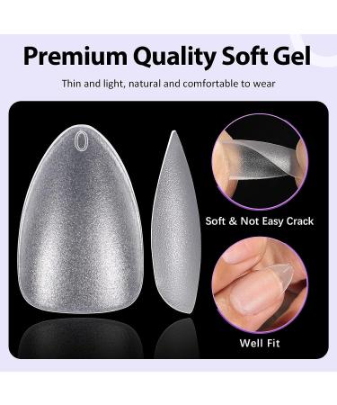 Short Almond Gel Nail Kit - 300pc BTArbox Soft Gel Tips with Solid Nail Glue & Portable Lamp - Buy Online on GoSupps.com