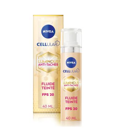 NIVEA Luminous 630 Tinted Fluid SPF20 (1 x 40 ml) Anti-pigmentation facial care that adapts to skin tone Anti-aging face cream with a fluid formula