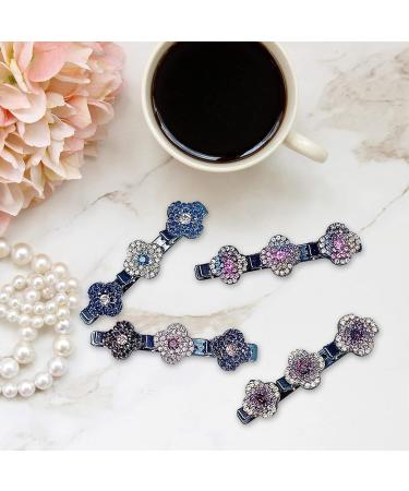 XINCHEN Crystal Flower Hummingbird Hair Clip 4 Pieces Hummingbird Hair Clip with Crystal Flower Fashion Double Layer Mini Hair Clips Sparkling Crystal Stone Braided for Women - Buy Online on GoSupps.com