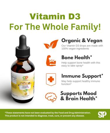 GreenPeach Liquid Vegan Organic Vitamin D 400 to 2000 IU - D3 Drops for Toddler Kids Baby & Infants Vitamin D Baby Drops Natural 60 Servings - Buy Online on GoSupps.com