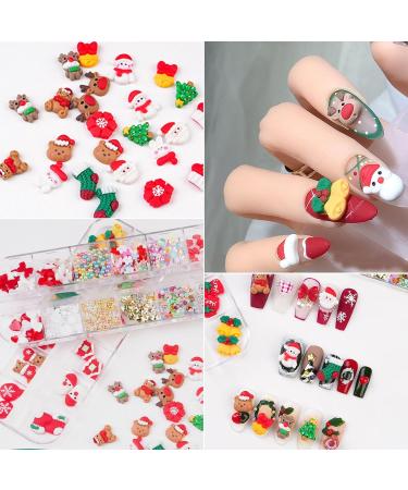 Christmas Nail Charms 3 Boxes Cute Snowman Santa Claus Xmas Tree Elk Bells 3D Christmas Nail Art Charms Flower Heart Bow Nail Rhinestones Pearls Caviar Beads Nail Studs with Tweezer & Picker Pen - Buy Online on GoSupps.com