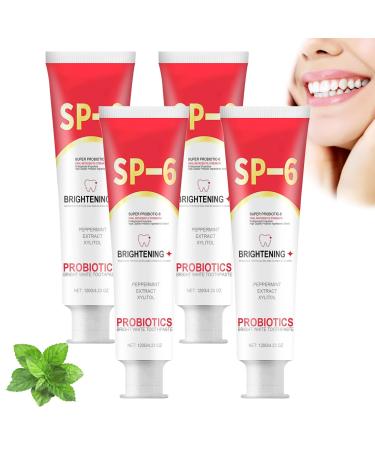 SP-6 Probiotic Whitening Toothpaste, SP 6 Ultra Whitening Toothpaste, Enhanced Formula with 6 Probiotics, Bright White Toothpaste, Probiotic Tooth Cream (4pcs)