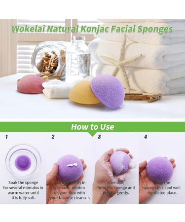 Natural Konjac Sponge Set - 3 Eco-Friendly Facial Sponges with Activated Carbon & Aloe Vera for All Skin Types - Sustainable Face Cleansing - Buy Online on GoSupps.com