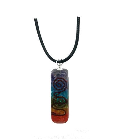 7 Chakra Crystal Orgone healing Pendant with Black Soft Cord for Women Men Relieve Stress and Strengthen Immune System Meditation & Yoga thanksgiving gift