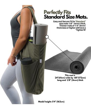Yogiii Yoga Mat Bag - Original Tote Sling with Side Pocket & Zipper - Fits Most Mats Olive Green - Buy Online on GoSupps.com