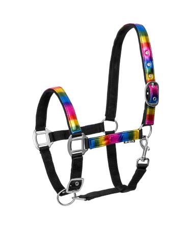 Start rainbowcloth lined halter for horses |Adjustable halter in the rainbow pattern |A million colors available in pony thoroughbred warmth (full (warm blood) multi -colored) full (warm blood) multicolored