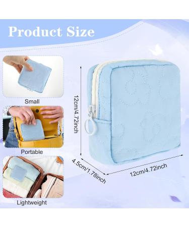 Embroidery Sanitary Napkin Storage Bag 2Pcs - Portable Period Holder for Menstrual Cup, Pads, Tampons - Yellow+Blue - Buy Online on GoSupps.com
