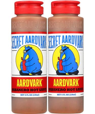 Secret Aardvark Hot Sauce - Habanero Hot Sauce, Habanero Peppers & Roasted Tomatoes, Medium Spiced Hot Sauce, Non-GMO, Low Sugar, Low Carb Hot Sauce & Marinade - Hot Habanero Sauce, 8 oz (2 pack) 8 Fl Oz (Pack of 2)