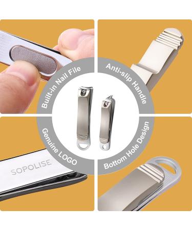 SOPOLISE Nail Clipper Set - Premium Carbon Steel Clippers with File and Case (3 PCS) - Buy Online on GoSupps.com