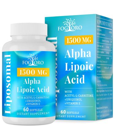 Liposomal Alpha Lipoic Acid 1500mg - Enhanced with Acetyl-L-Carnitine Ubiquinol and Vitamin E - Premium ALA Supplement - 60 Softgels 60 Count (Pack of 1)