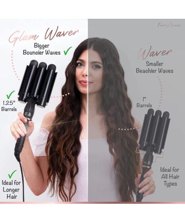 Large 3 Barrel Curling Iron for Beach Waves - Glam Waver, Ceramic Tourmaline, Adjustable Temperature - Buy Online on GoSupps.com