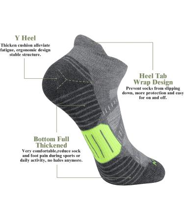 COOVAN Mens Ankle Athletic Socks - 6 Pack Light Grey | Cushioned & Breathable Low Cut Tab Socks - Buy Online on GoSupps.com