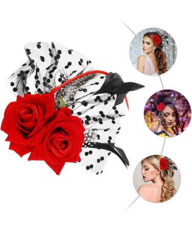 LALAFINA Halloween Red Rose Hairpin Headdress Bridal Dress Hair Accessories Stage Banquet Photo Accessories Hairpin Flower Mesh Hair Clip Fascinator Clip Prom Cloth Flowers Bride - Buy Online on GoSupps.com