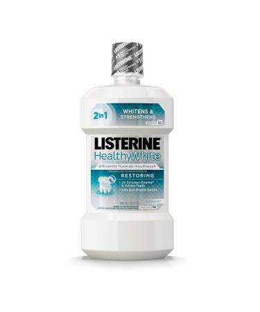 Listerine Healthy White Restoring Fluoride Mouth Rinse, Anticavity Mouthwash for Teeth Whitening, Bad Breath and Enamel Restoration, Clean Mint, 32 fl. oz