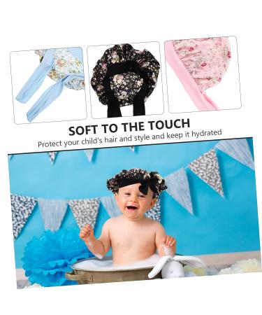 FOMIYES 3pcs Kids Satin Hair Cap Shower Hat Set | Silk Bonnet for Curly Hair | Hair Protector for Kids | Drawstring Tub Bonnets - Buy Online on GoSupps.com