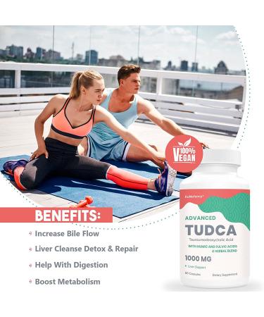 TUDCA Liver Supplements 1000mg - Bile Salts for Liver Cleanse Detox - Milk Thistle Herbal Blend - Liver & Digestive Health Support - 60 Vegan Capsules - Buy Online on GoSupps.com