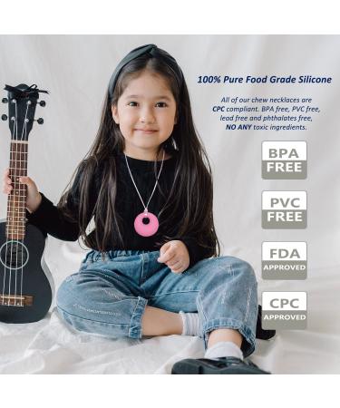 Sensory Chew Necklace for Kids & Adults - 3 Pack Silicone Chewy Necklace for Autism, ADHD, Anxiety - Purple Pink Rose Red - Buy Online on GoSupps.com