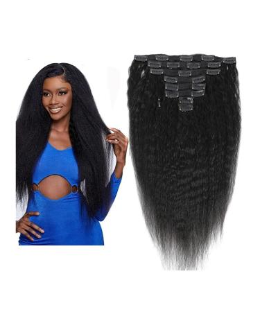 Hair Extensions Kinky Straight Clip in Hair Extensions 8-26" Thick Brazilian 100% Remy Hair Natural Black 8 Pieces with 20 Clips 120g/160g per Set Fit For Full Head Hair Pieces(10inch 160g/Set) 10inch 160g/Set